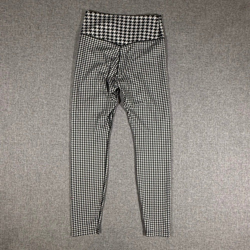 Nike Houndstooth Leggings Womens Small Black White Dri-FIT High Waist Athletic - Picture 5 of 9